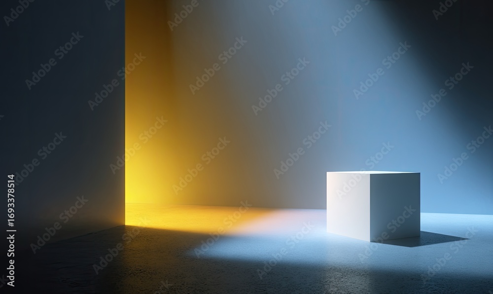 Fototapeta premium Minimalist geometric presentation space with light and shadow