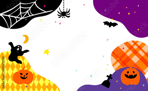 オレンジのかわいいハロウィン　背景イラスト
