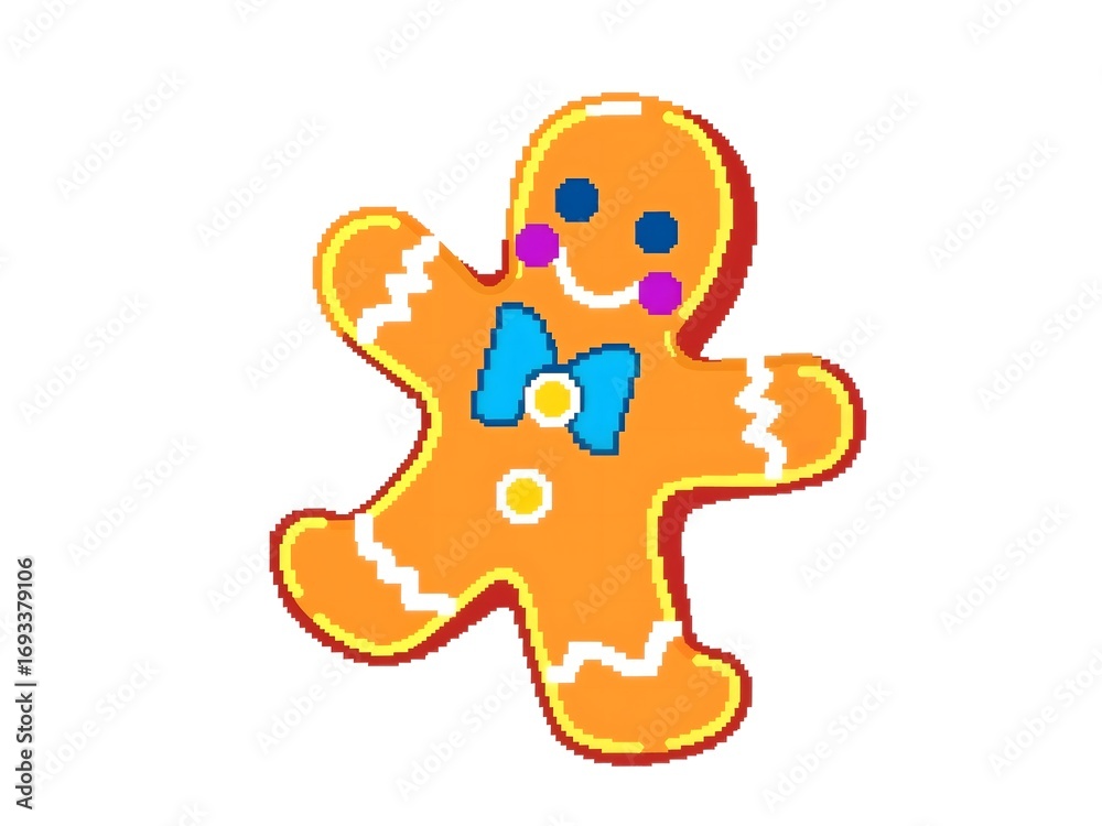 Obraz premium ation of mosaic pixel Stylized of Pixel gingerbread man isolated on white background