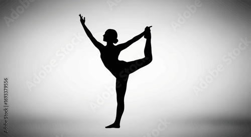 Elegance and strength, balanced pose, silhouette practicing yoga for flexibility, grace