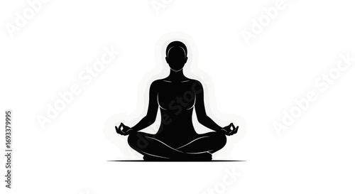 Serene silhouette of a woman in a meditative pose embodying tranquility and mindfulness practice