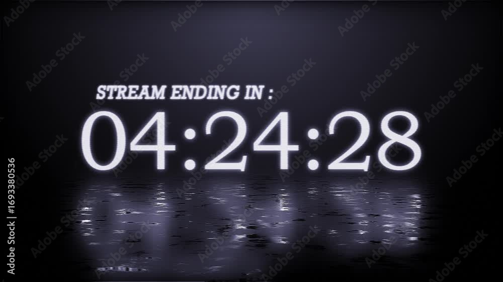 white clean countdown for live stream ending soon, 5 minute timer, tech aesthetic for gaming, outro, wait screen Animation of glowing neon 5 minute countdown timer .5 minute stopwatch , analog neon