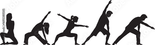 Diverse Yoga and Pilates Pose Silhouettes