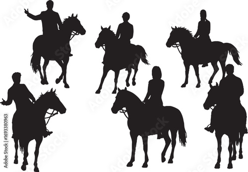 Horseback Riders Silhouettes Vector Collection