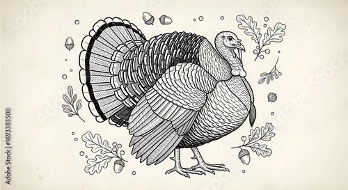 hand drawn big turkey