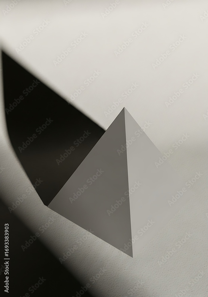 Fototapeta premium Geometric abstraction with pyramid object and dramatic shadow play