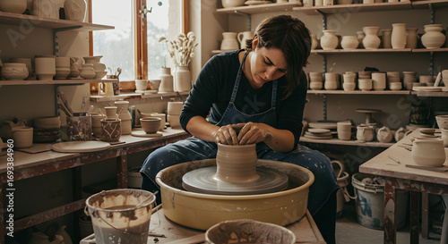 hands of a potter at work