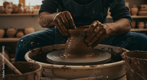 hands of a potter at work