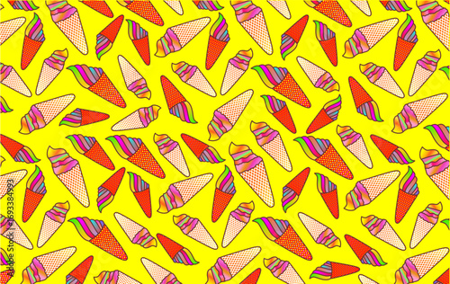 Ice cream pattern. Colorful ice cream pattern background. Ice cream doodle pattern background. Seamless pattern of ice cream. 