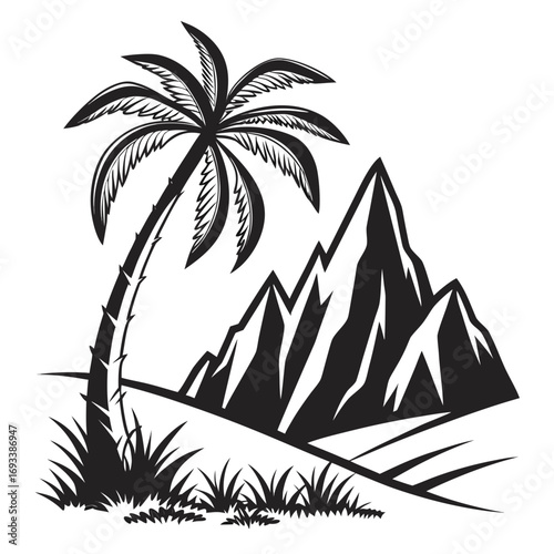 tropical island with palm trees
