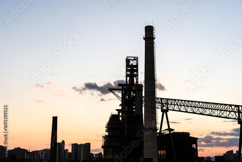 The steel factory at sunset