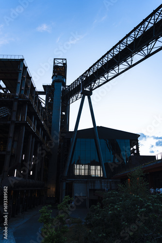 The steel factory at sunset