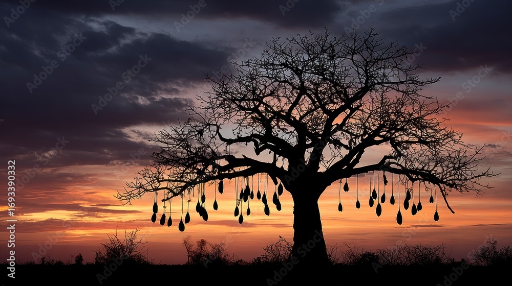 Fototapeta premium Silhouette tree sunset