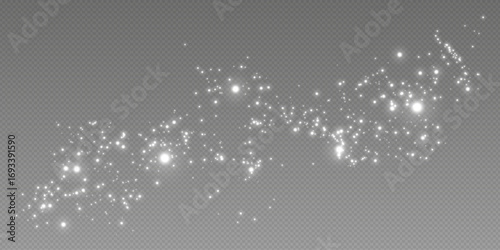Shimmering Dust. Bokeh Lights. Festive .White dust light. Bokeh light lights effect background. Christmas background of shining dust. Christmas glowing light confetti and spark overlay.