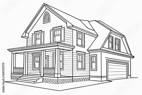 House and nature model  black vector