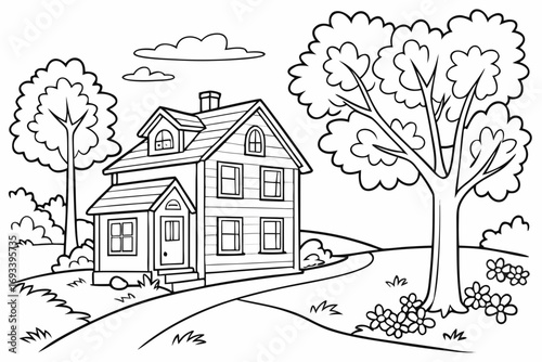 House and nature model  black vector
