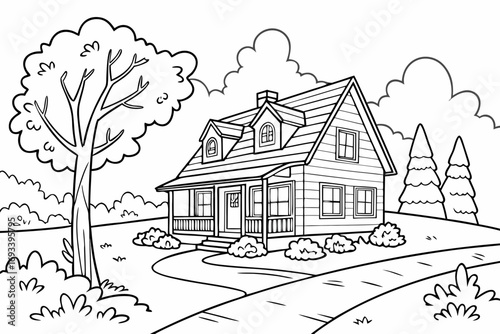 House and nature model  black vector