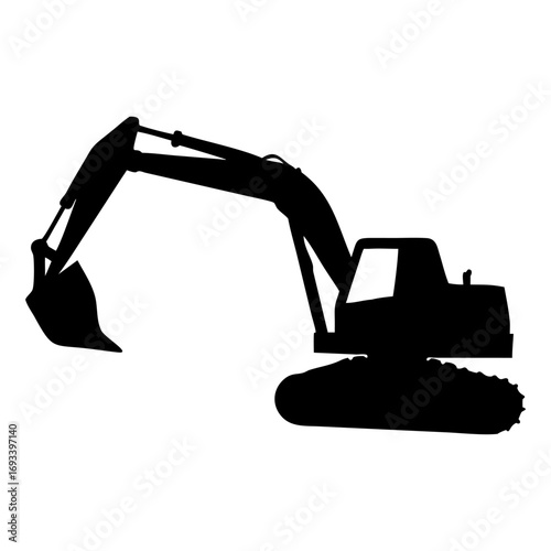 A excavator full black silhouette vector illustration design