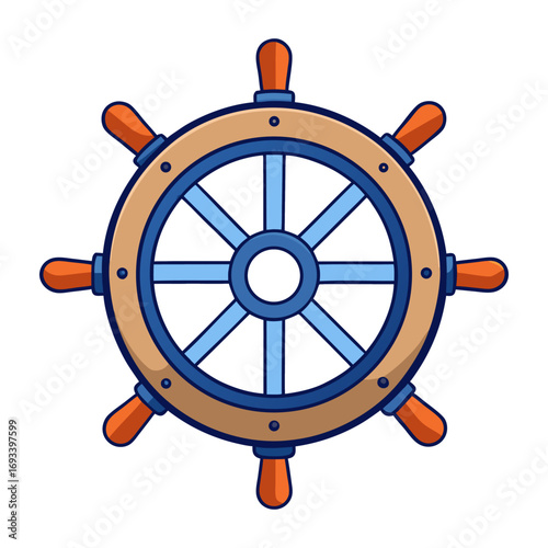 Flat a marine wheel vector illustration design