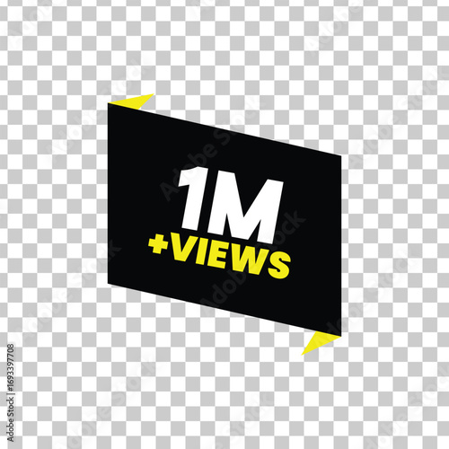 One million views celebration graphic with yellow accents on transparent background