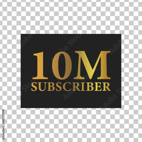 Golden 10m subscriber milestone achievement badge on black background