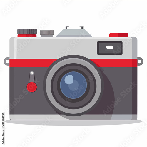 Classic Retro Camera with Red Accents, A Timeless Photography Companion