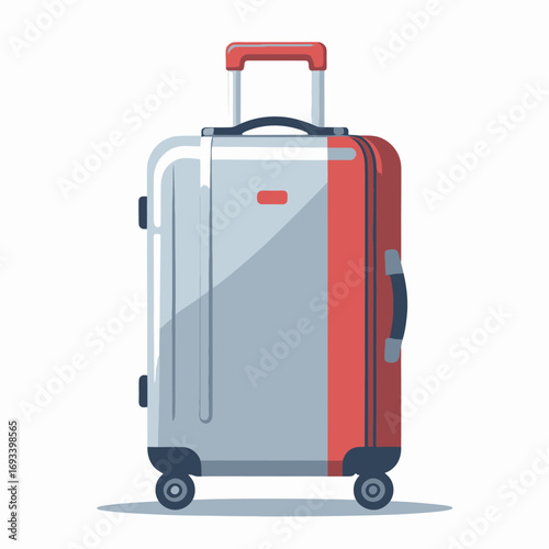 Isolated vector illustration of a modern two-tone wheeled suitcase, symbolizing travel, vacation, and adventure