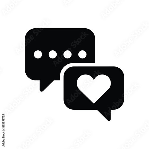 Speech bubbles with heart icon and dots