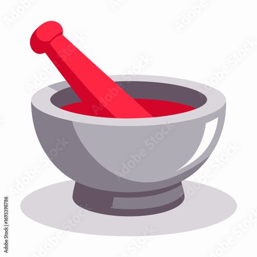 Mortar and Pestle with Red Substance, Iconographic Representation of Grinding or Mixing