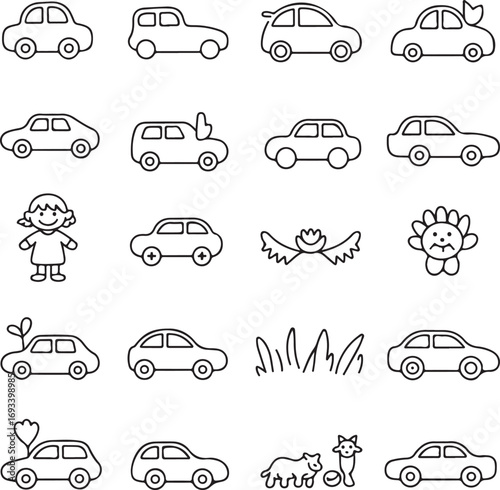 silhouette  Set of car icon set