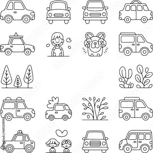 silhouette  Set of car icon set