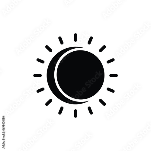 Stylized icon of a crescent moon partially obscuring the sun