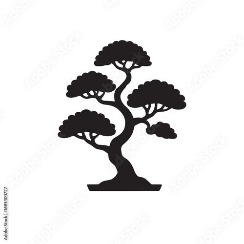 bonsai tree silhouette vector illustration