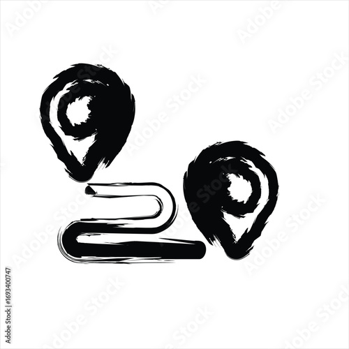 Hand Drawn Brush Stroke Dirty Art Symbol Icon Sign Isolated On White And Black Background  