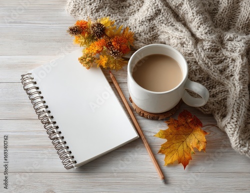 Coffee and Notebook Autumn Still Life
