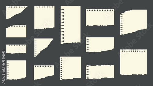 14 Beige Ripped Paper Notebook Pieces