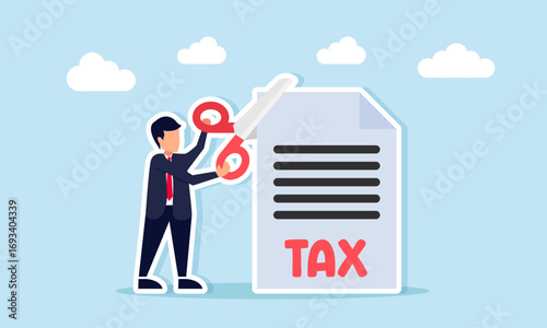 Businessman cutting tax document illustration of tax amnesty