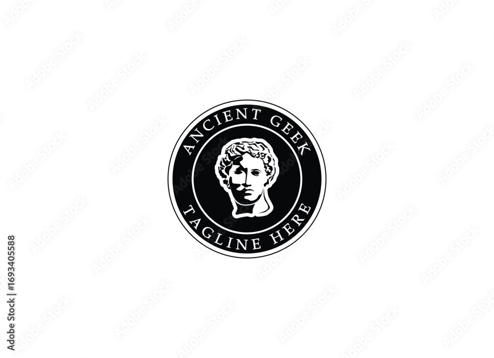 Fototapeta premium caesar head logo greek god vector illustration design. Ancient geek logo design