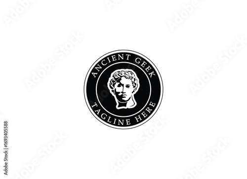 caesar head logo greek god vector illustration design. Ancient geek logo design