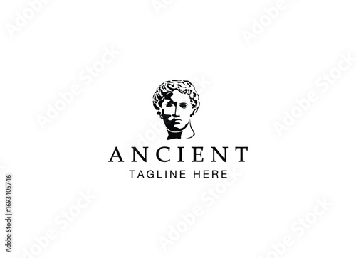 caesar head logo greek god vector illustration design. Ancient geek logo design
