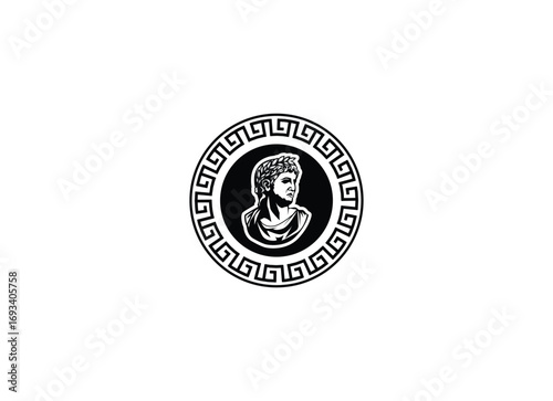 caesar head logo greek god vector illustration design. Ancient geek logo design