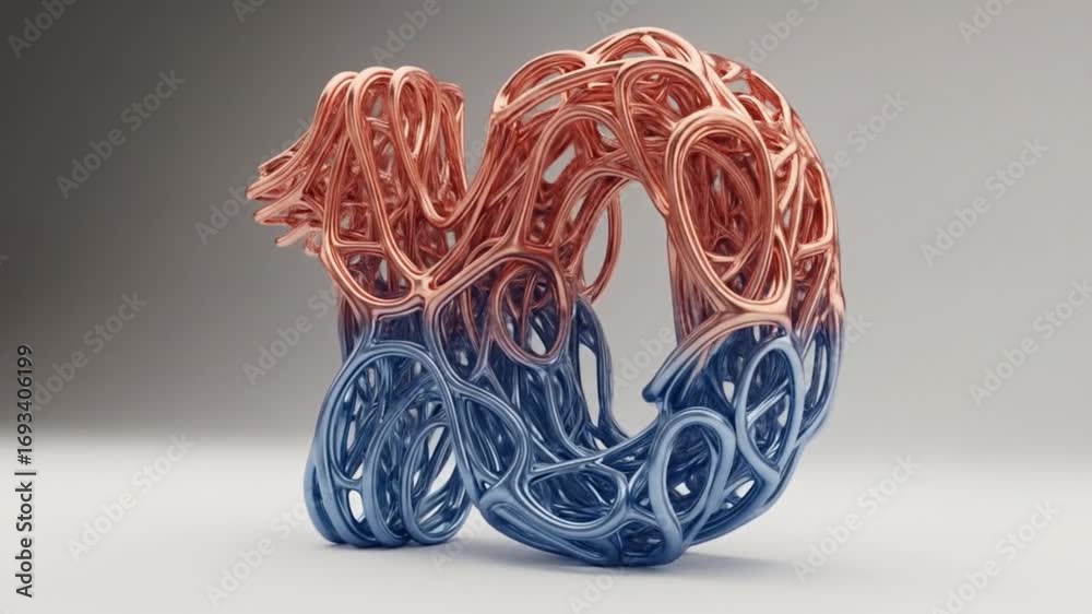 Abstract Number Ten Sculpture: Copper and Blue Wireframe Design