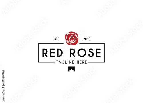 Elegant Rose Logo Design for Florists and Wedding Invitations. Beauty rose logo for flower shop, beauty, fashion logo design
