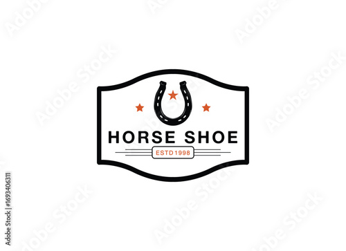 Vintage horse shoe texas style logo design. Vintage horse shoe logo design template