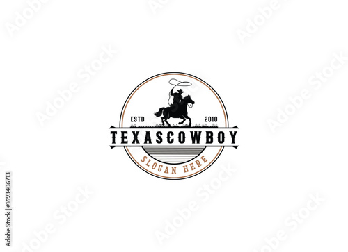 A Cowboy Rodeo Ride a Bucking Bronco Horse for Classic Vintage Western Country Wild West Logo Design