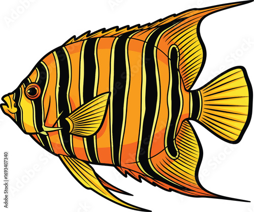 Vibrant Cartoon Illustration of an Angelfish