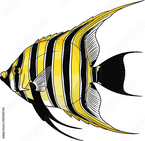 Vibrant Cartoon Illustration of an Angelfish