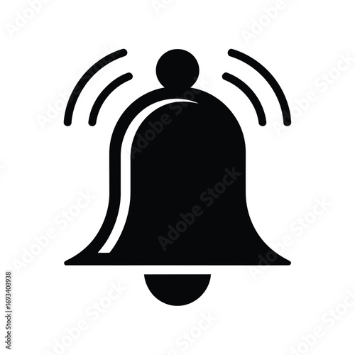 Simple black silhouette of a ringing bell icon