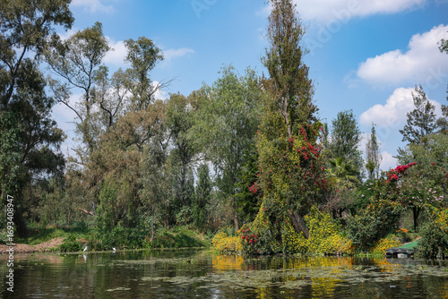 Mexico City, Mexico - February 2, 2025: Xochimilco Ecological Park in Mexico City, Mexico.
