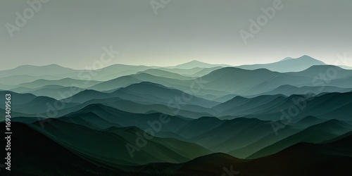 Misty mountain range, soft colors (1)